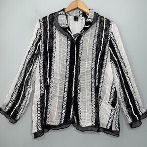 Sheer Lace Jacket Size L Chiffon Sequin Artsy Avant Garde Ethereal Whimsigoth